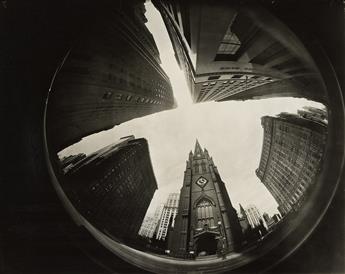 RALPH STEINER (1899-1986) Fisheye, New York Trinity Church. Circa 1925.                                                                          